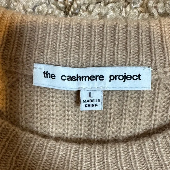 The Cashmere Project Tan Crew Neck Sweater with Black Stitch Accents size Large - Picture 6 of 13